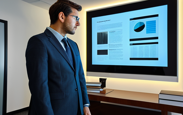 A professional individual, fully clothed in a modest business suit, stands in a modern, well-lit office. One hand gently holds a classic physical book, while the other points towards a large, glowing digital screen displaying abstract, ephemeral digital files that appear to be dissolving. The overall atmosphere conveys a contemplative comparison between tangible and intangible ownership. The scene is safe for work, appropriate content, and family-friendly. It features perfect anatomy, correct proportions, a natural pose, well-formed hands, proper finger count, and natural body proportions. High resolution, professional photography, natural lighting, sharp focus, and a sophisticated composition.