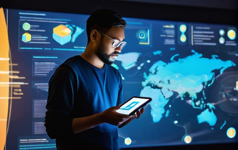 법률적 측면에서 본 디지털 소유권의 장래 - **Prompt:** A grand, classical courtroom scene infused with high-tech, futuristic elements. At the v...