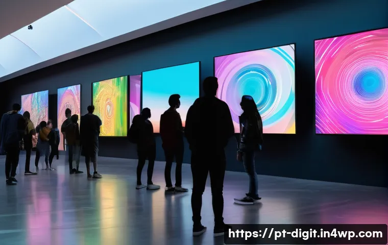 디지털 소유권의 미래를 위한 협업 모델 - A vibrant digital art gallery set in São Paulo, Brazil, showcasing diverse Brazilian artists’ NFT ar...