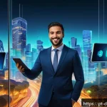 Home 23 디지털 소유권 관련 주요 법률 및 규제 - A modern Brazilian digital marketplace scene featuring diverse professionals and content creators en...